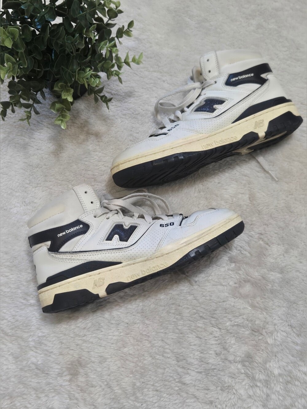 Aimé Leon Dore x New Balance 650R 'White Navy' Sneakers (BB650RD1), Men's 8.5